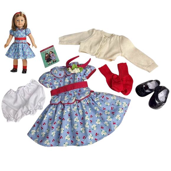 American Girl Emily Meet Outfit Doll Dress Headband Shoes Socks Bloomers Cards - Picture 5 of 6